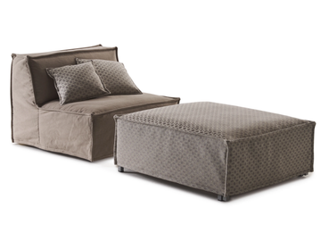 TOMMY - Upholstered fabric pouf with removable lining by Milano Bedding - view 2